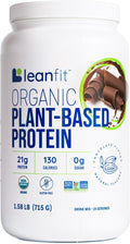 LeanFit Organic Plant-Based Protein Powder Natural Chocolate Flavor - Vegan USDA Organic Certified Soy-Free Gluten-Free Dairy-Free Sugar-Free Non-GMO - 21g Protein 18 Servings 1.58 Pound Tub