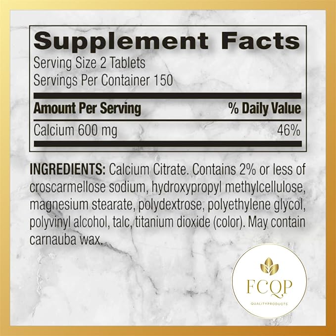 Spring Valley Calcium Citrate Bone Health Supplement 600mg 300 Tablets