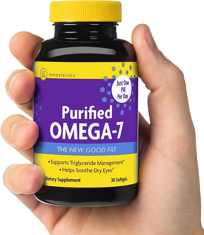 InnovixLabs Purified Omega 7 Supplement - 210 mg Omega-7 Palmitoleic Acid Fish Oil for Metabolism &amp Triglyceride Support Essential Fatty Acids IFOS Approved 30 Softgels (Pack of 2)
