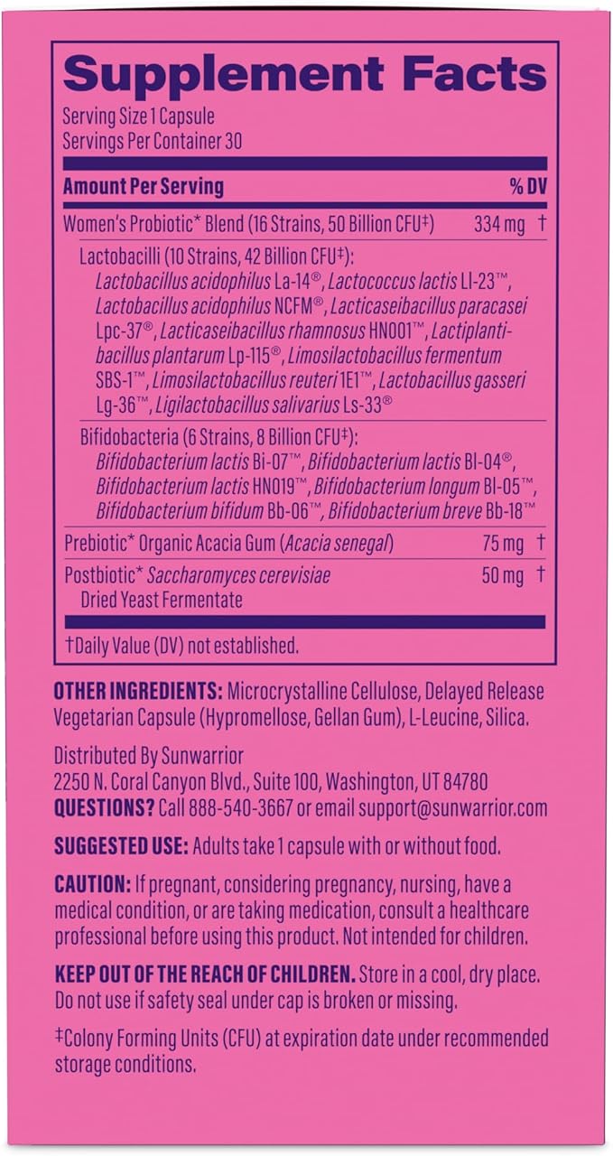 Probiotic for Gut Health 50 Billion CFU Probiotics Supplement Capsules 16 Strains Prebiotics Postbiotics for Women Gut Immune Colon Health Energy Endurance Support Soy-Free Non-GMO 30 Capsule Serving
