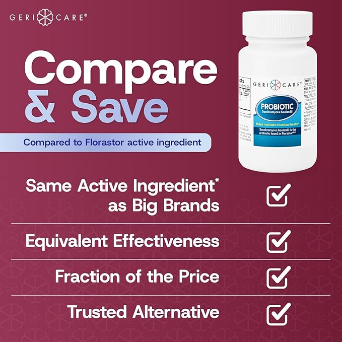 S. Boulardii Probiotic Saccharomyces Boulardii - Probiotics for Digestive Health for Women &amp Men 500mg Compare to The Active Ingredient in Florastor Probiotic Gut Formula (50 Capsules) (2 Pack)