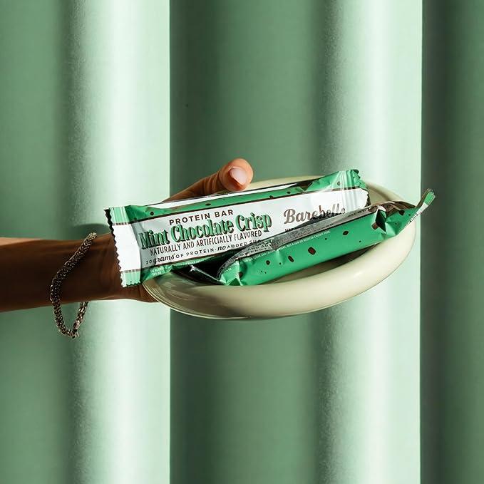 Barebells Mint Chocolate Crisp Protein Bar – 20g Protein – No Added Sugar – 12 x 55g High Protein Snack – Post Workout Snack