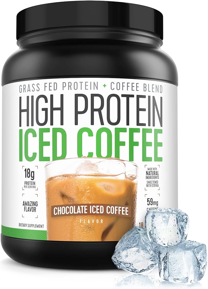 High Protein Coffee Keto Friendly 18g of Protein 2g Carbs Natural Ingredients (18 Servings Chocolate Iced Coffee)