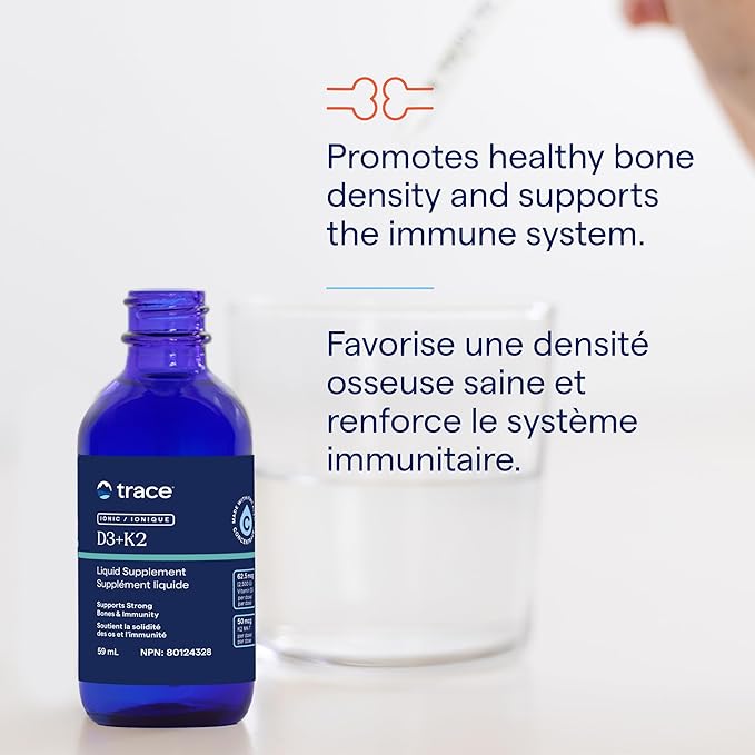 Trace Minerals | Liquid Ionic Vitamin D3 + K2 | 125 mcg (5000 IU) D3 100 mcg K2 | Concentrated Dietary Supplement | 2 fl oz. 296 Servings