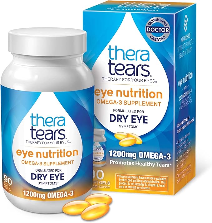 TheraTears Omega 3 Supplement 1200mg 90 ct (Pack of 1) &amp SteriLid Eyelid Cleanser and Face Wash for Irritated Eyes 2 fl oz Spray