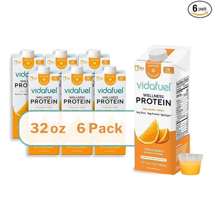 Vida fuel Wellness Protein Oral Supplement Citrus Burst Flavor 32 oz Reclosable Carton 6 Ct