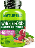 NATURELO Whole Food Multivitamin for Women 50+ (Iron Free) with Vitamins Minerals &amp Organic Extracts - Supplement for Post Menopausal Women Over 50 - No GMO - 120 Vegan Capsules