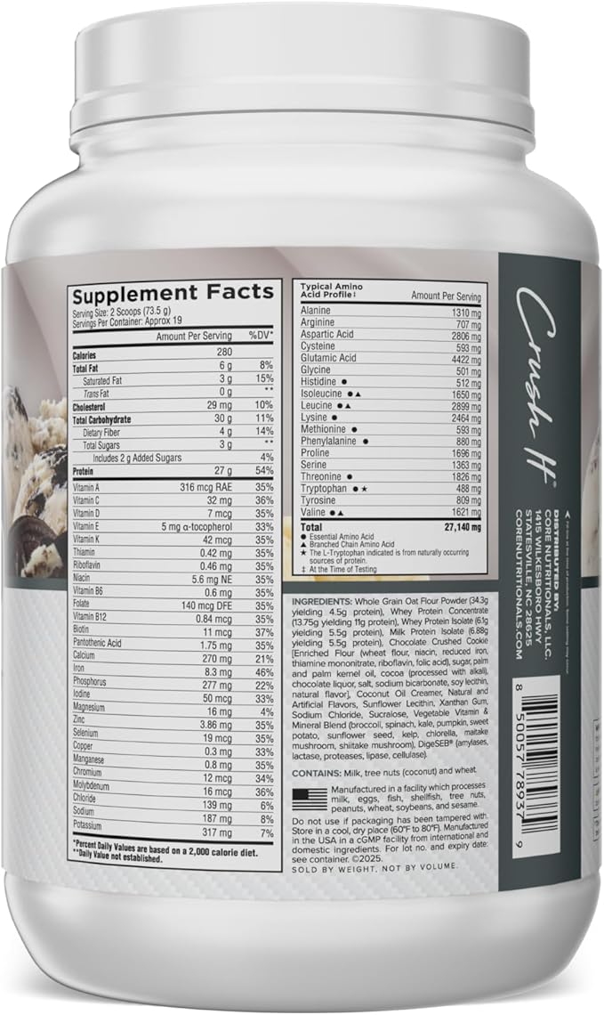 Core Nutritionals MRP Full Spectrum Meal Replacement | Whey Protein Blend + Low Glycemic Carb Blend | 27g Protein | 3 Pound (Cookies N' Cream)