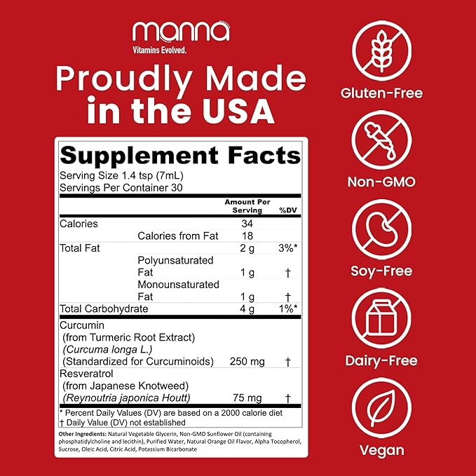 Manna Vitamins Evolved Curcumin with Resveratrol - Liposomal Curcumin Supplements