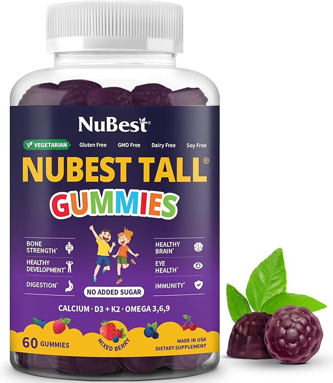 NuBest Bundle Tall Gummies &amp Probiotic Gummies - Daily Nutrition for Bone Growth Brain Growth Eye Health Immunity &amp Digestive Support for Kids &amp Teens