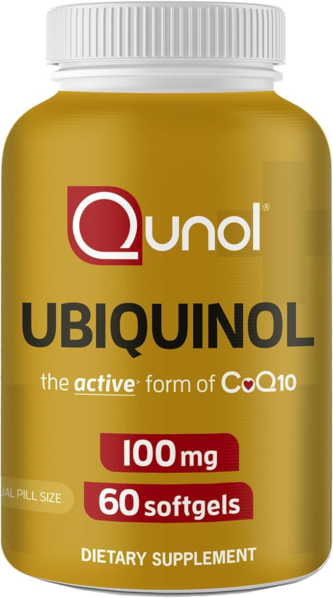 Qunol Ubiquinol CoQ10 100mg Softgels Ubiquinol - Active Form of Coenzyme Q10 Antioxidant for Heart Health Healthy Blood Pressure Levels Beneficial to Statin Users 60 Count