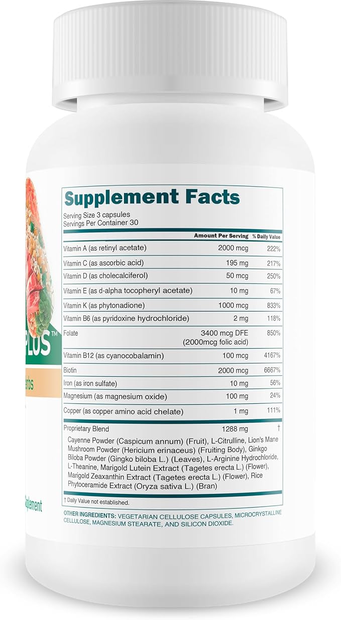 Herbal Rainforest Activated Magnesium Plus - Our Best Magnesium Combo Supplement - with Vitamin D A E K B6 Folate B12 Biotin Iron Copper Cayenne Lions Mane Mushroom Gingko Biloba &amp Mor