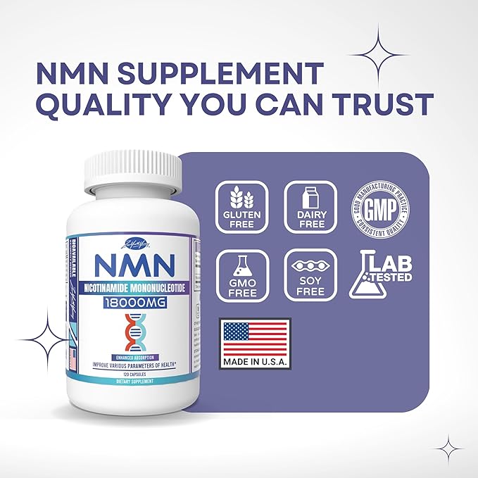 zyy NMN Supplement|Real Nicotinamide Mononucleotide|18000mg per Bottle 300mg per Serving|for Cellular Health Anti-Aging|120 Capsules