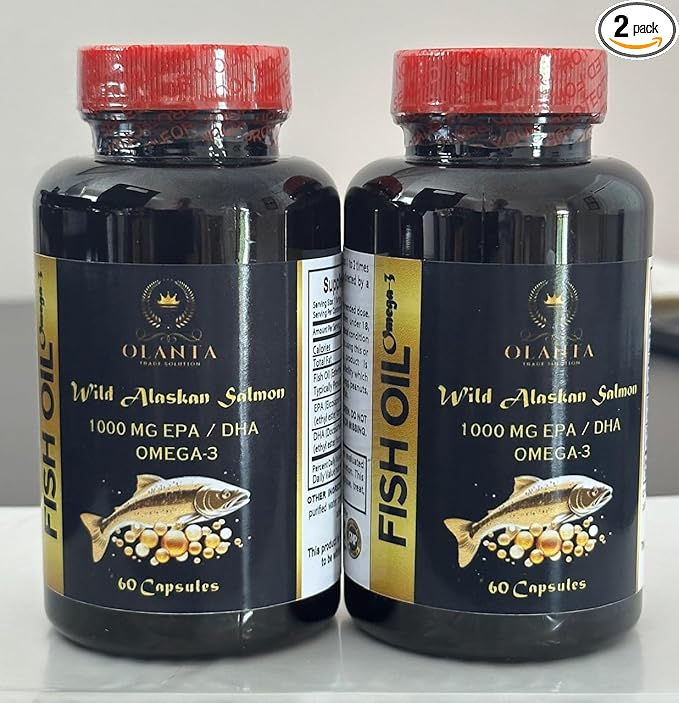 Fish Oil Omega 3 Supplements - Immune System Booster Wild Alaskan Salmon May Support Eye Health Omega 3 Fish Oil Supplements Fatty acids - 2 Bottles 120 Capsules