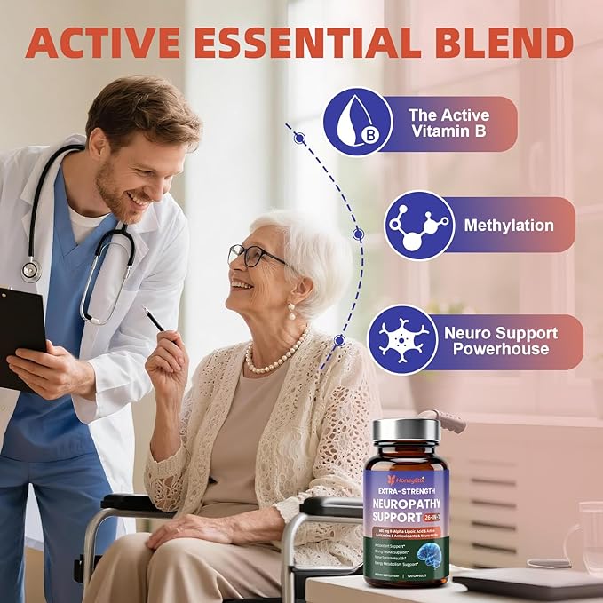 Alpha Lipoic Acid Neuropathy Supplements - with 600mg R-Alpha Lipoic Acid NAC ALC Active Vitamin B12 B1 B2 B6 - for Nerve Heath &amp Mental Support (120 Count * Pack of 2)
