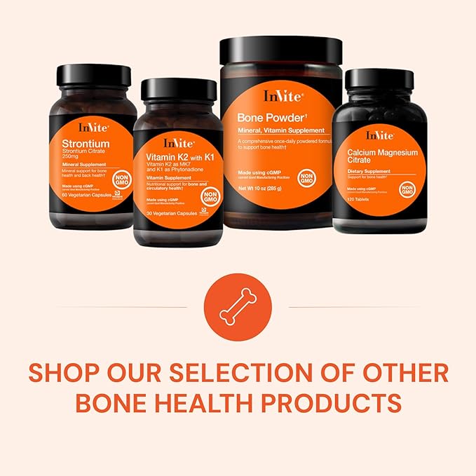 InVite Health Bone Powder - Comprehensive Once-Daily Powdered Formula to Support Bone Health - Helps Enhance Calcium Absorption - 30 Servings (2-Pack)