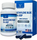 Methylene Blue Capsules 10mg - Pharmaceutical Grade Supplement - Trusted Made in America Brand - (USP Reference Compliant) with Vitamin C Ester Enhanced Absorption - Third Party Tested - 180 Pills