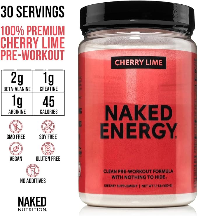 NAKED Whey Isolate Protein Powder (28 Servings) Cherry Lime Energy Pre Workout (30 Servings) – Grass-Fed Non-GMO Gluten Free Vegan