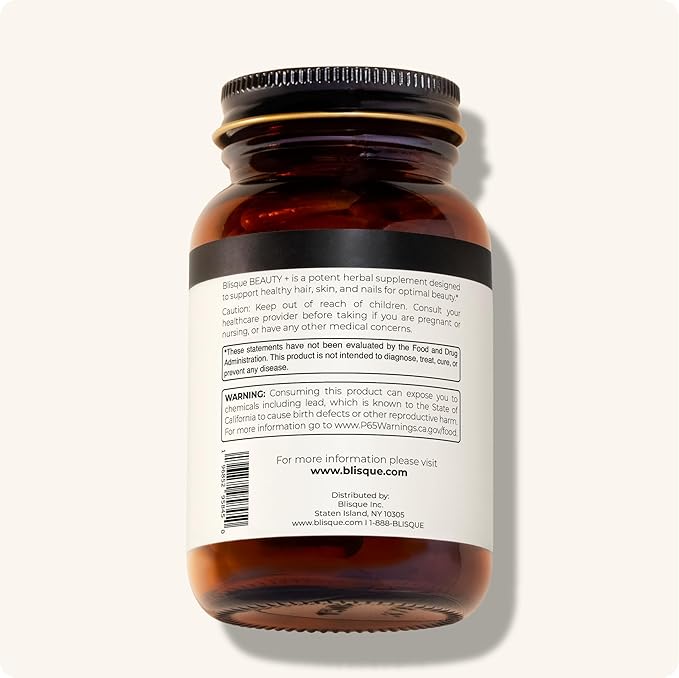 Blisque - Natural Beauty Supplement for Nail Strength Hair Growth and Skin Care | with Biotin &amp Hyaluronic Acid | Doctor Approved | Vegan and Non-GMO | 90 Capsules