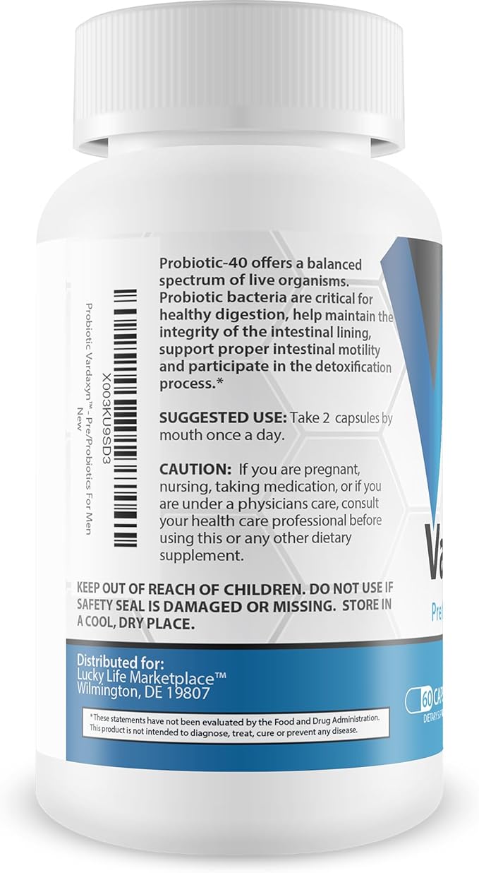 Probiotic Vardaxyn - Our Best Premium Male Formula - Pre/Probiotics for Men - Male Probiotic Formula to Support Male Health - Gut Health - Mood - Digestive Health - Immune Health