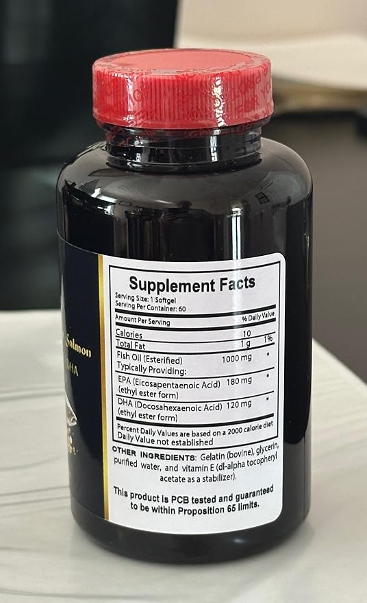 Fish Oil Omega 3 Supplements - Wild Alaskan Salmon Fish Oil 1000 mg Omega-3 epa and dha Burpless Supplement - 2 Bottles 120 Capsules