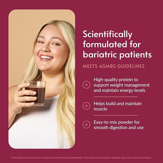 Bariatric Advantage High Protein Supplement Mix 20 Grams Whey Protein Isolate Low Sugar with 100 Calories Per Serving - Chocolate 14 Servings