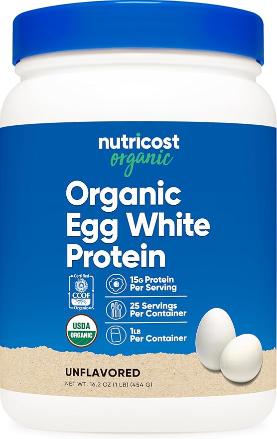Nutricost Organic Egg White Protein Powder (1LB) 25 Servings Per Container - GMO-Free Gluten-Free