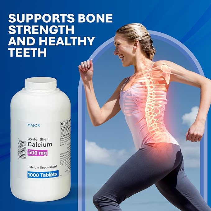 MAJOR Oyster Shell Calcium 500mg - Daily Dietary Supplement for Bone Health and Joint Support Mineral Supplement for Men and Women Gluten-Free - 1000 Tablets (3 Pack)
