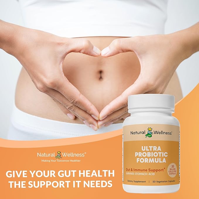 Natural Wellness Ultra Probiotics – 35 Billion CFUs with Prebiotics – Probiotics for Women &amp Men for Digestive Health Gut Balance &amp Immune Support – High Potency Shelf-Stable 30-Day Supply