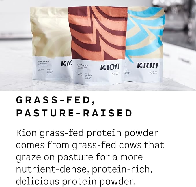 Kion Clean Protein | Grass-Fed &amp Pasture-Raised Whey Isolate Protein Powder | Smooth Vanilla | 30 Servings