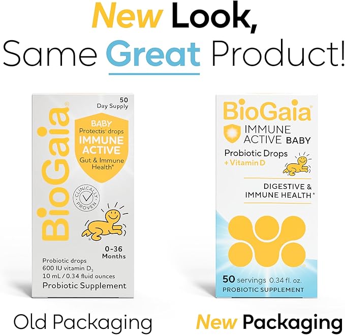 BioGaia Immune Active Baby Probiotic Drops + Vitamin D | for Babies &amp Toddlers 0-36 Months | Supports Digestive &amp Immune Health | Allergen Dairy Soy &amp Gluten Free | 50 Day Supply