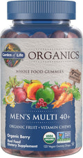 Garden of Life Organics Men 40+ Gummy Vitamins - Berry - Certified Organic Non-GMO Vegan Kosher Complete Multi - Methyl B12 C &amp D3 - Gluten Soy &amp Dairy Free 120 Real Fruit Gummies