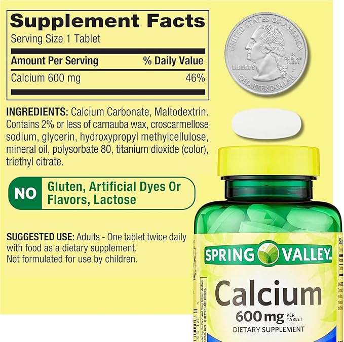 Calcium 600 mg 100 Tablets Dietary Supplement Bone Health Calcium (Pack of 3)