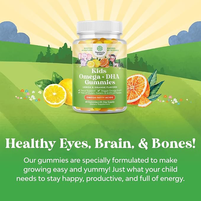 Bundle of Kids DHA Omega 3 Gummies - Fatty Acids Omega 3 6 9 for Brain Immune Strength Vision Focus Support and Liquid Multivitamin for Kids Immunity Support - Yummy Toddler Supplement High Absorption