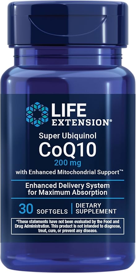 Life Extension Super Ubiquinol CoQ10 with Enhanced Mitochondrial Support – 200 mg Shilajit – Promotes Heart Health Cell Energy Oxidative Stress – Gluten-Free Non-GMO – 30 Softgels