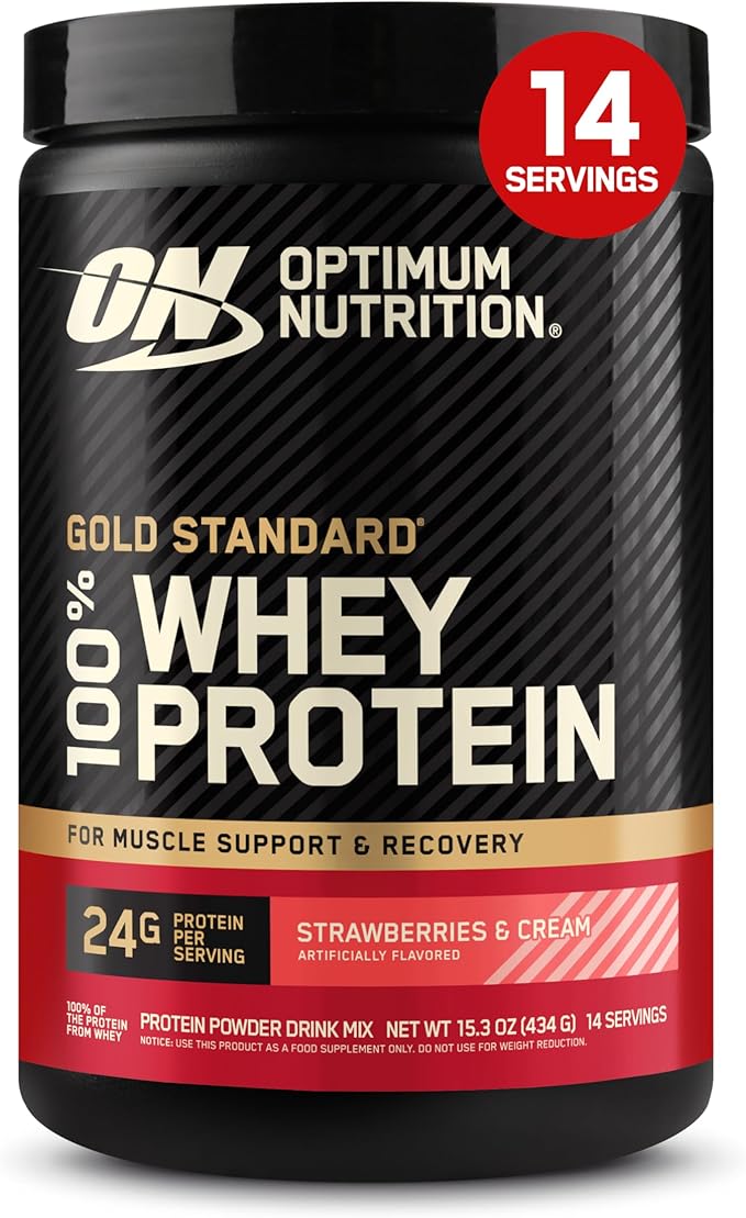 Optimum Nutrition Gold Standard 100% Whey Protein Powder Strawberries and Cream 1 Pound (Pack of 1)