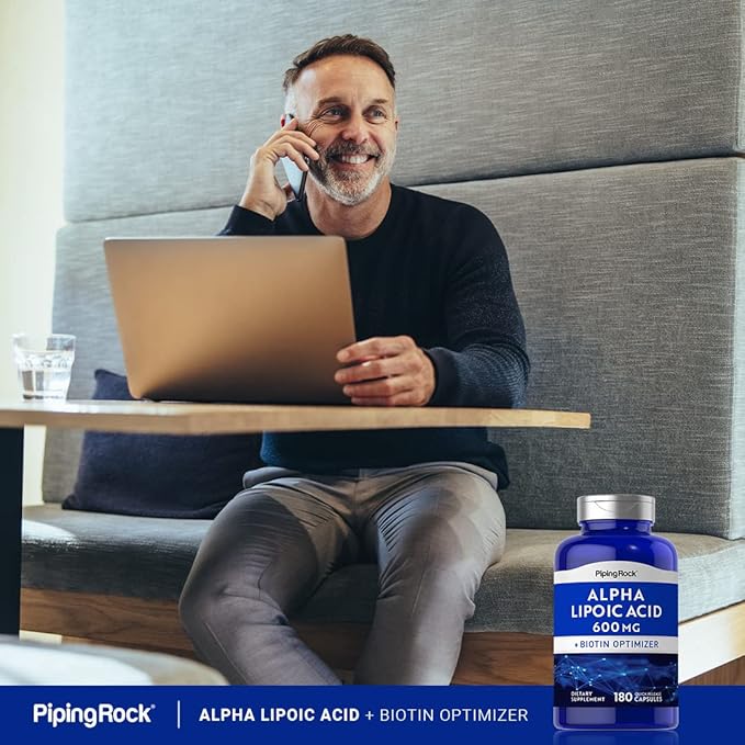 Piping Rock Alpha Lipoic Acid 600mg | 180 Capsules | Plus Biotin Optimizer | ALA Supplement | Non-GMO Gluten Free