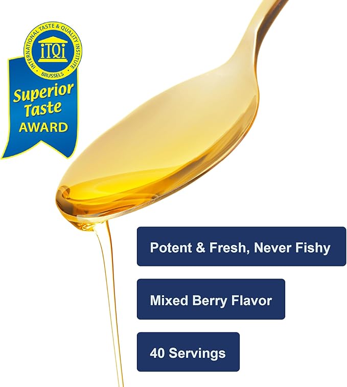 Carlson - The Very Finest Fish Oil 1600 mg Omega-3s Fatty Acids EPA DHA &amp DPA Liquid Fish Oil Supplement Norwegian Wild-Caught Sustainably Sourced Mixed Berry 200 mL (6.7 Fl Oz)