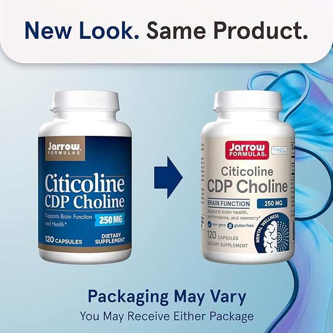Jarrow Formulas Citicoline CDP Choline 250 MG CDP Choline Supplement Supports Brain Health Performance and Memory 120 Capsules Up to a 120 Day Supply Pack of 12
