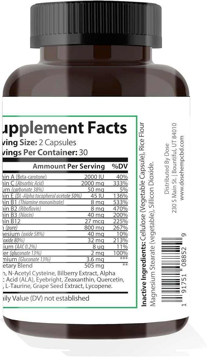 DOSE Eye Health Multivitamin for Daily Wellness - Supports Energy Immunity and Overall Health