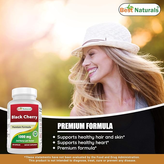 Best Naturals Black Cherry 1000 Mg &amp Vitamin K2 (MK7) with D3