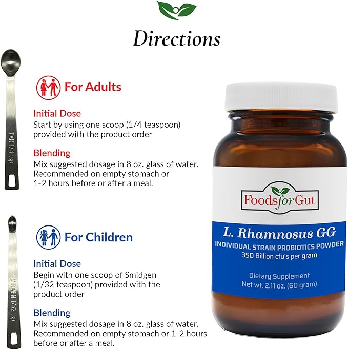 Lactobacillus Rhamnosus GG Probiotic Powder 350 Billion cfu's | Made in USA | No Additives | Direct from Manufacturer | No Third-Party Storage | Immune Support | L. Rhamnosus GG | 60 Grams (2.11 Oz)