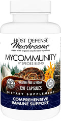 Host Defense MyCommunity Capsules - 17 Species Blend Mushroom Supplement for Immune Support - Herbal Aid with Lion's Mane Reishi. Chaga Cordyceps Turkey Tail &amp More - 120 Capsules