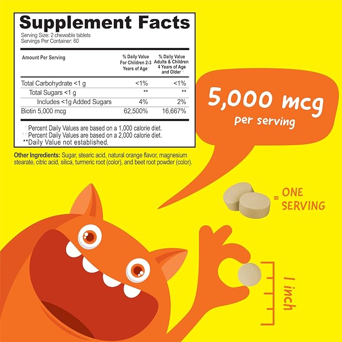 Kids Biotin 5000mcg Chewables + Iron 10mg + Vitamin C Chewables Bundle