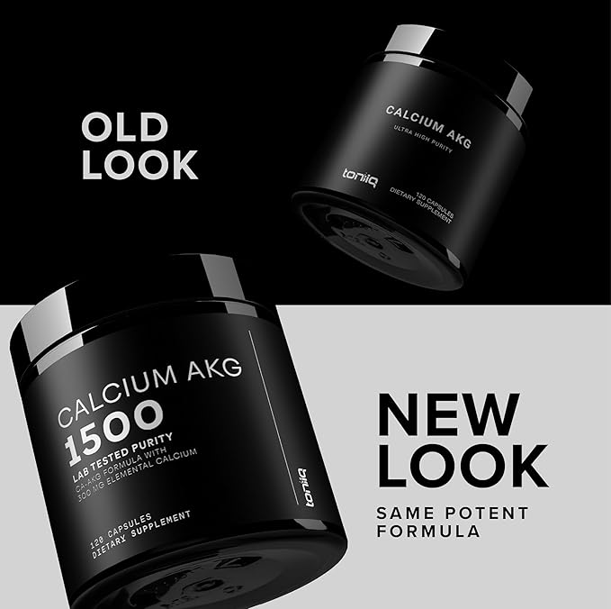 Toniiq 1500mg Ultra High Purity Ca AKG Supplement - 99%+ Highly Purified and Bioavailable Calcium Alpha-Ketoglutarate - Calcium AKG Longevity Supplement - 120 Ca-AKG Vegetarian Capsules