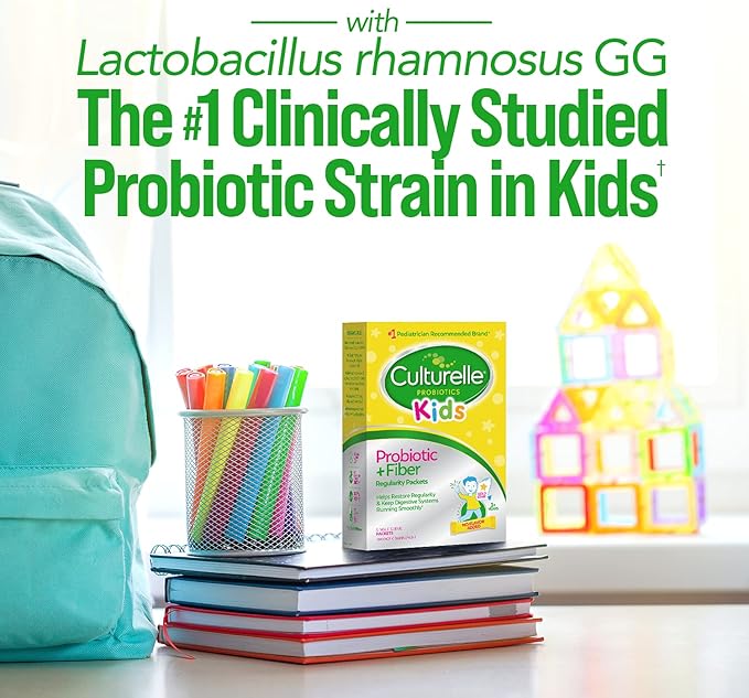 Culturelle Kids Probiotic + Fiber Packets (Ages 3+) - 60 Count &amp Daily Probiotic for Kids + Veggie Fiber Gummies (Ages 3+) - 30 Count - Digestive Health &amp Immune Support Berry Flavor with a Vi