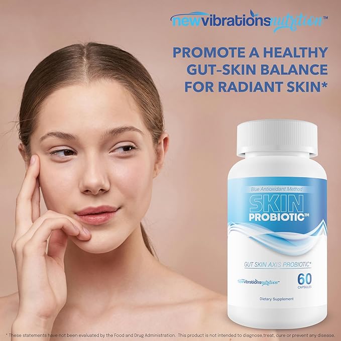 Skin Probiotic Blue Antioxidant Method For Skin And Gut - Our Best Anti Aging Skin Supplement - Anti Wrinkle Supplements For Women &amp Men - Prime Biome Probiotics Anti-Aging Reactivate Capsules
