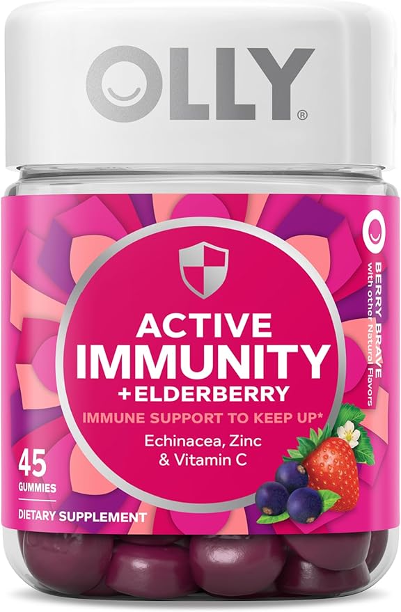 OLLY Fiber Gummy Rings 50ct &amp Active Immunity+Elderberry Gummies 45ct Berry Flavors Digestive &amp Immune Support