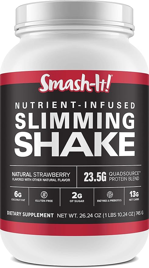 Primal Labs Smash-It Nutrient Infused Low Carb Protein Powder to Help Trim Down Keto Meal Replacement Shake Powder Gluten-Free Whey Protein Powder Delicious Strawberry Flavor 761 Grams