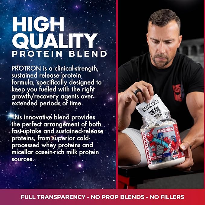 Core Nutritionals Transformers Protron Protein | Whey + Casein Blend | MCTs &amp Digestive Enzymes | 25g Protein | Free Prize Inside - Starscream | 2 Pound (Milk Chocolate Cookie 'N Cream)